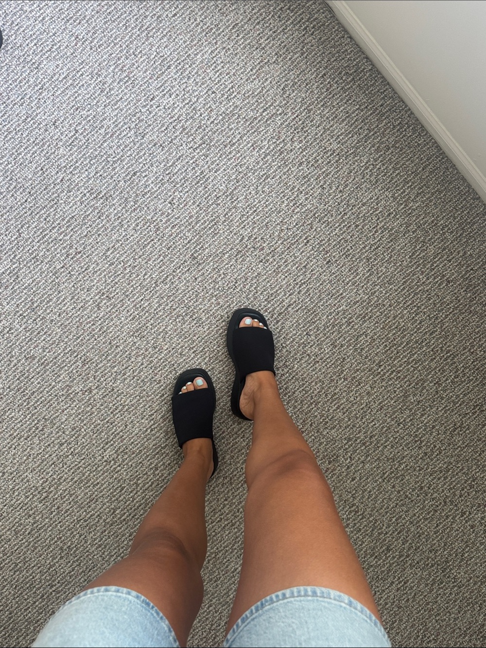 Sincerely Jules Black Slide Sandals with Wide Fabric Upper - Picture 2 of 2
